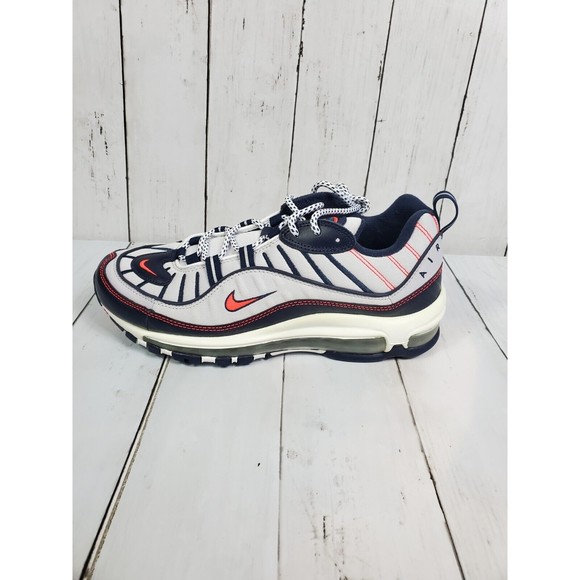 Nike Air Max 98 Running Shoes Men\'s 8 White Navy Crimson CK0850-100 NIB main image 11